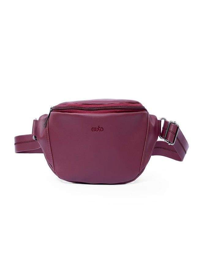Custo Dash Crossbody Sling | Travel Fanny Pack for Men, Women | Vegan Leather Shoulder Bag with Internal & External Pockets (Burgundy) - Image 1